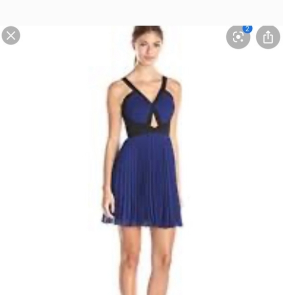 BCBGMaxAzria Black and Blue Pleated Dress - Picture 7 of 7